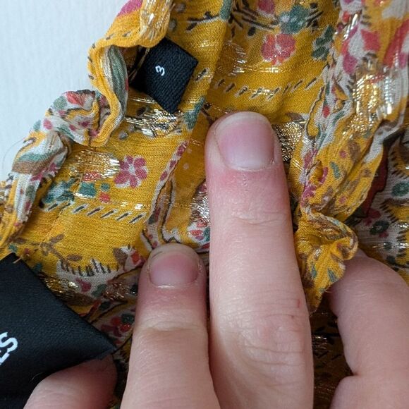 The Kooples Floral Print Ruffle Trimmed Silk Blend Crepe Dress Size 3 (6/8) - Picture 8 of 9